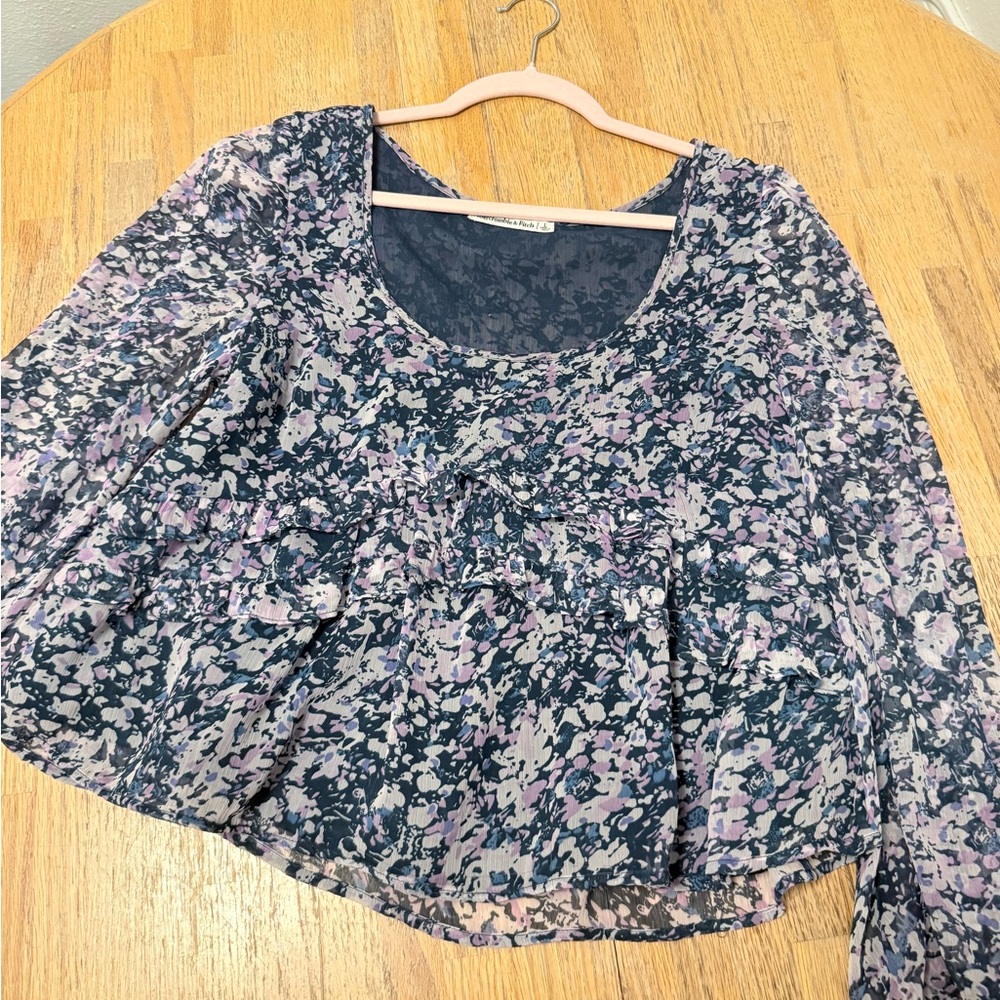 SOLD Abercrombie & Fitch Blue and Purple Floral Blouse